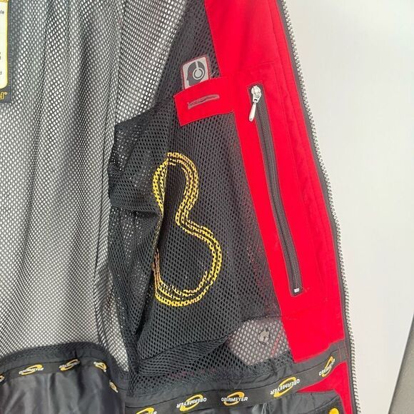 Obermeyer Ski Jacket Insulated Snowboard Hooded Full Zip Red Cream Mens Large - Picture 10 of 11